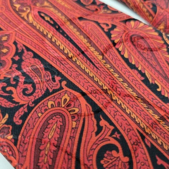 SANTOSTEFANO SILK TIE RED BLACK PAISLEY SATIN 3.75" EXTRA LONG - Picture 2 of 4